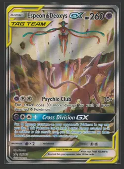 Espeon & Deoxys GX SM240 Sm Holo Pokemon TCG Sun and Mom Black Star Promo - Image 1