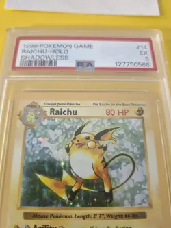 1999 Pokemon Raichu Shadowless Base Set 14/102 Holo Foil Rare TCG PSA 5 - Image 3