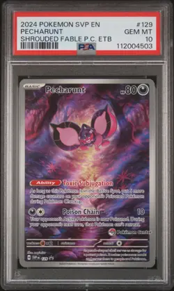 2024 POKEMON SHROUDED FABLE POKEMON CENTER ETB PROMO SVP #129 PECHARUNT PSA 10 - Image 1