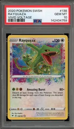 Pokemon Rayquaza Vivid Voltage Amazing Rare #138 PSA 10 Gem Mint - Image 1