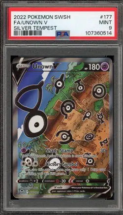 Pokemon Unown V Silver Tempest Full Alt Art #177 PSA 9 Mint - Image 1