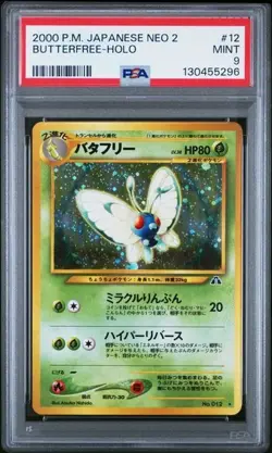 2000 Pokemon Japanese Neo 2 #12 Butterfree Holo PSA Mint 9 - Image 1