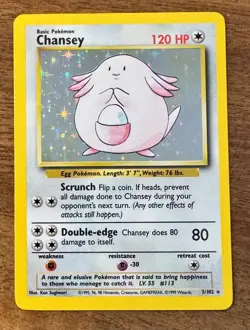 Pokemon TCG Wizards Chansey Base Set Holo Rare 3/102 - Image 1