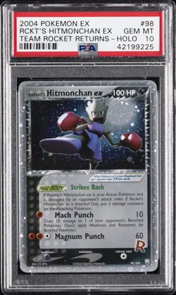 2004 POKEMON EX TEAM ROCKET RETURNS #98 ROCKET'S HITMONCHAN EX-HOLO PSA 10 - Image 1
