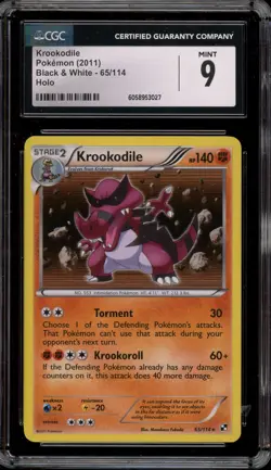 Pokemon Krookodile Black & White Holo Rare #65 CGC 9 Mint - Image 1