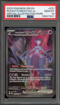 Pokemon Team Rocket's Mewtwo ex Destined Rivals SIR #231 PSA 10 Gem Mint - Image 1