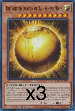 3X Yugioh The Winged Dragon of Ra-Sphere Mode RA01-EN007 Secret Rare 1st Ed NM - Image 1