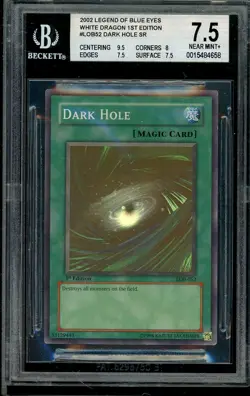 Dark Hole LOB-052 Super Rare 1st Edition GLOSSY Yugioh Bgs 7.5 Silver *658 - Image 1