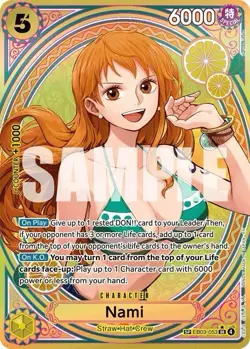 Bandai One Piece CCG Extra Booster Nami EB03-053 SP Special Foil 6000 Power Card - Image 3