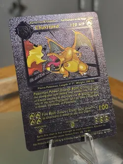 Base Set Charizard Black Foil Mint Rare Pokemon TCG Collector Fan Art Card - Image 1
