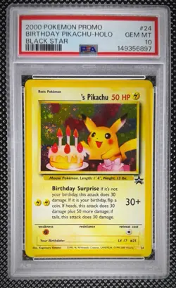 2000 POKEMON PROMO BLACK STAR #24 BIRTHDAY PIKACHU-HOLO PSA 10 - Image 1