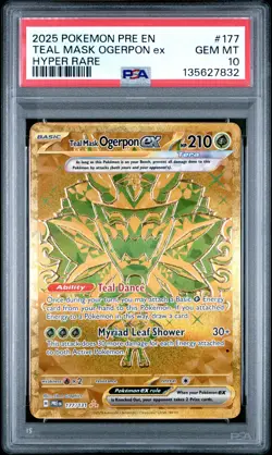 2025 Pokemon Prismatic Evolutions Teal Mask Ogerpon EX Hyper Rare PSA 10 #177 - Image 1