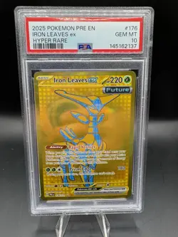 2025 POKEMON PRE EN-PRISMATIC EVOLUTIONS HYPER RARE #176 IRON LEAVES EX PSA 10 - Image 1