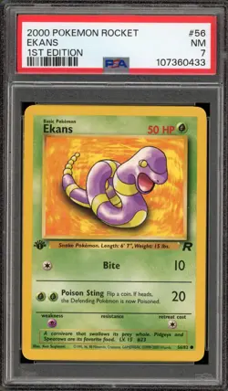 Pokemon Ekans Team Rocket 1st Edition #56 PSA 7 - Image 1