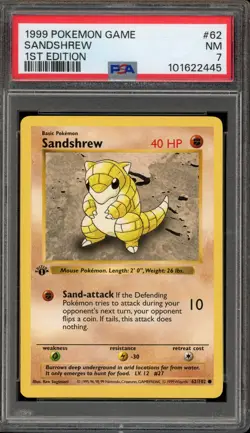 Pokemon Sandshrew Base Set Shadowless 1st Edition #62 PSA 7 - Image 1