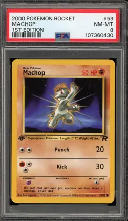 Pokemon Machop Team Rocket 1st Edition #59 PSA 8 - Image 1