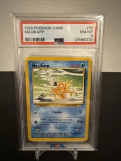 1999 POKEMON BASE SET #35 MAGIKARP PSA 8 - Image 1