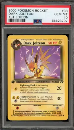 Pokemon Dark Jolteon Team Rocket 1st Edition #38 PSA 10 Gem Mint - Image 1