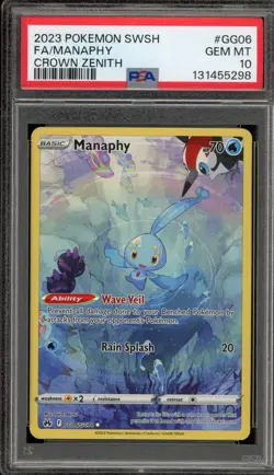 Pokemon Manaphy Crown Zenith Galarian Gallery Full Art #GG06 PSA 10 Gem Mint - Image 1