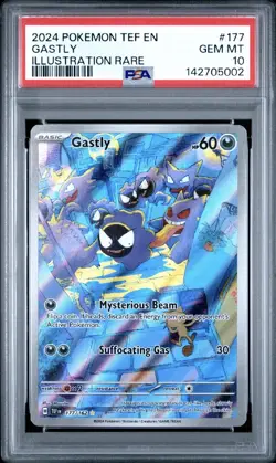 2024 POKEMON TEF EN-TEMPORAL FORCES ILLUSTRATION RARE #177 GASTLY PSA 10 - Image 1