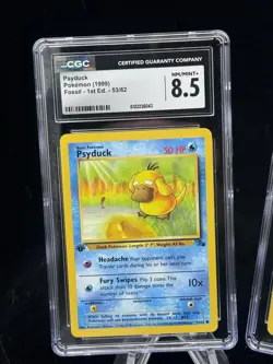 Psyduck 65 53 90 1st Edition Fossil Gym Rocket 2000 Pokemon CGC 8.5 - 9 💦 - Image 3