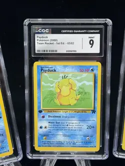 Psyduck 65 53 90 1st Edition Fossil Gym Rocket 2000 Pokemon CGC 8.5 - 9 💦 - Image 4