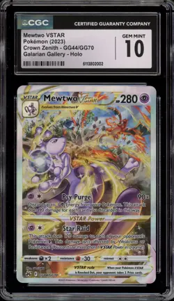 Pokemon Mewtwo VSTAR Crown Zenith Galarian Gallery Full Art #GG44 CGC 10 - Image 1