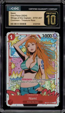 One Piece CCG Nami Wings of the Captain Treasure Rare ST01-007 CGC 10 Pristine - Image 1