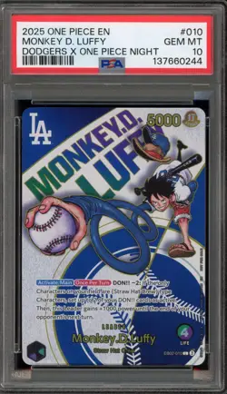 One Piece CCG Monkey.D.Luffy Dodgers X One Piece Night EB02-010 PSA 10 Gem Mint - Image 1