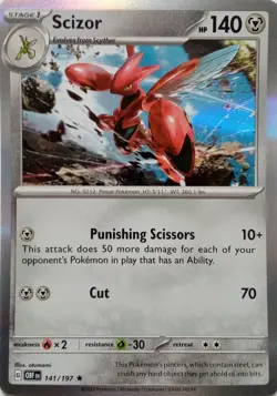 141/197 SCIZOR | RARE HOLO | OBSIDIAN FLAMES POKEMON CARD - Image 1