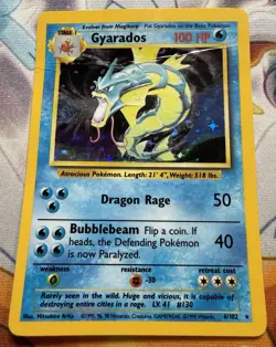 A Gyarados Holo Rare 6/102 Base Set Unlimited Pokemon Card HP Creased - See Pics - Image 1