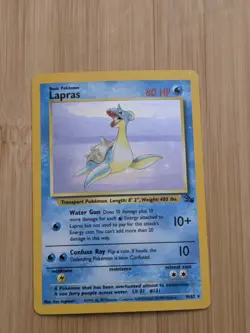 Lapras 10/62 Holo Rare Pokemon Card Fossil Set WOTC Vintage 1999 LP - Image 1
