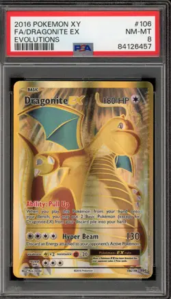 Pokemon Dragonite EX XY Evolutions Full Art #106 PSA 8 - Image 1