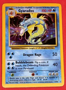 1999 Pokemon TCG - Gyarados 6/102 Base Set Holo - VINTAGE - NM/EXCELLENT - Image 1