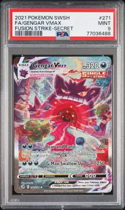 PSA 9 Gengar VMAX Alternate Full Art 271/264 Evolving Skies English Pokemon Mint - Image 1