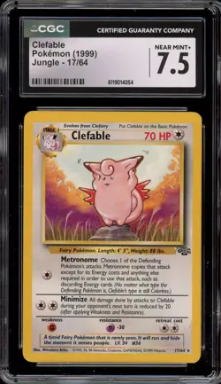 Pokemon Clefable Jungle Unlimited Rare #17 CGC 7.5 - Image 1