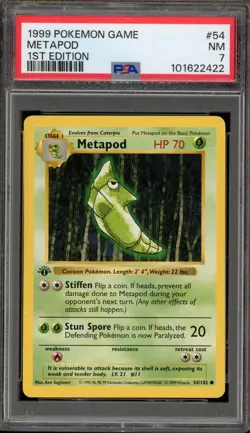 Pokemon Metapod Base Set Shadowless 1st Edition #54 PSA 7 - Image 1