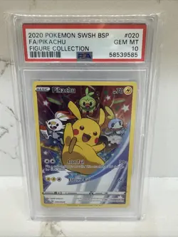2020 POKEMON SWSH PROMO FIGURE COLLECTION SWSH020 FULL ART/PIKACHU PSA 10 - Image 1