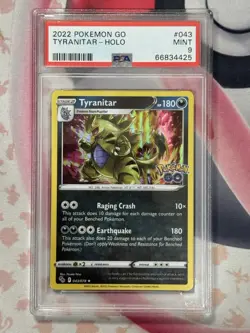 2022 POKEMON GO #043 TYRANITAR-HOLO PSA 9 MINT - Image 3
