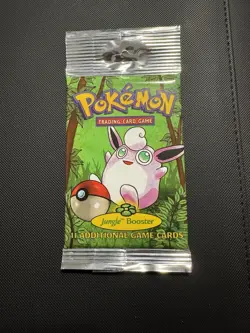1999 Factory Sealed Pokemon Jungle Booster Pack - Wigglytuff Art - Long Crimp 742818061384 - Image 1