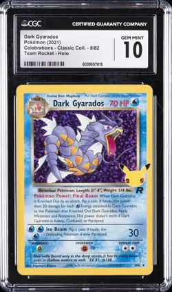 2021 POKEMON CELEBRATIONS CLASSIC COLL #8 DARK GYARADOS-HOLO CGC 10 GEM MINT - Image 1