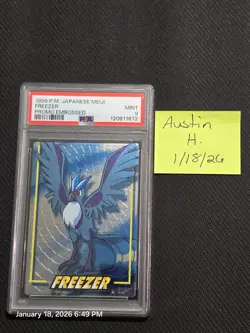 1999 Pokemon Japanese Meiji Articuno /Freezer Promo Embossed PSA 9 MINT - Image 1