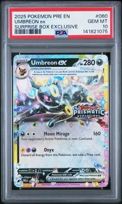 2025 Pokemon Prismatic Evolutions #060 Umbreon Ex Surprise Box Exclusive PSA 10 - Image 1