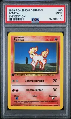 PSA 9 PONITA 60 1ST EDITION GERMAN BASE SET 1999 POKEMON MINT VINTAGE - Image 1