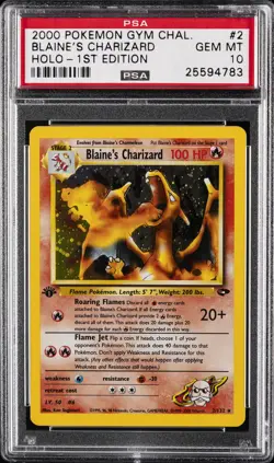 2000 POKEMON GYM CHALLENGE HOLO-1ST ED #2 BLAINE'S CHARIZARD PSA 10 - Image 1