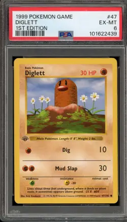 Pokemon Diglett Base Set Shadowless 1st Edition #47 PSA 6 - Image 1