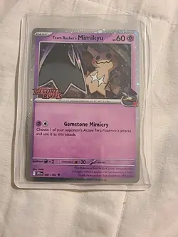 Team Rocket's Mimikyu Pre Release STAMPED Promo Destined Rivals Pokemon - Image 1