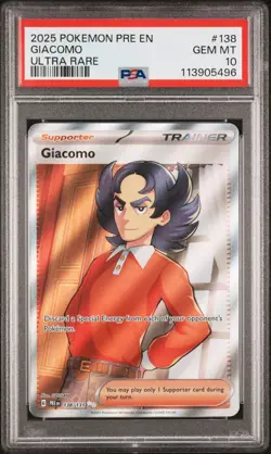 2025 POKEMON PRE EN-PRISMATIC EVOLUTIONS ULTRA RARE #138 GIACOMO PSA 10 - Image 1