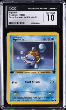 2000 POKEMON TEAM ROCKET 1ST ED. #68/82 SQUIRTLE CGC 10 GEM MINT - Image 1