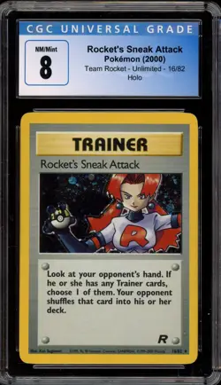 Pokemon Rocket's Sneak Attack Team Rocket 1st Edition Holo Rare #16 CGC 8 - Image 1